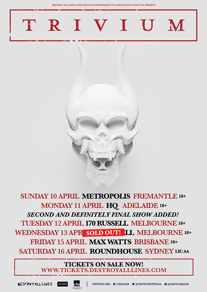 Trivium Sell Out Melbourne Date, Add Second & Final Melbourne Show